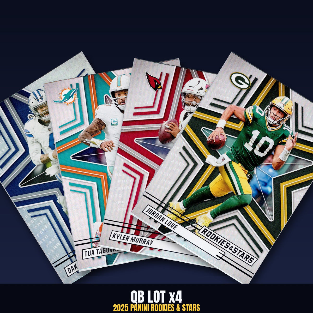 2025 Rookies & Stars QB Lot x4 - Prescott, Murray, Love, Tagovailoa