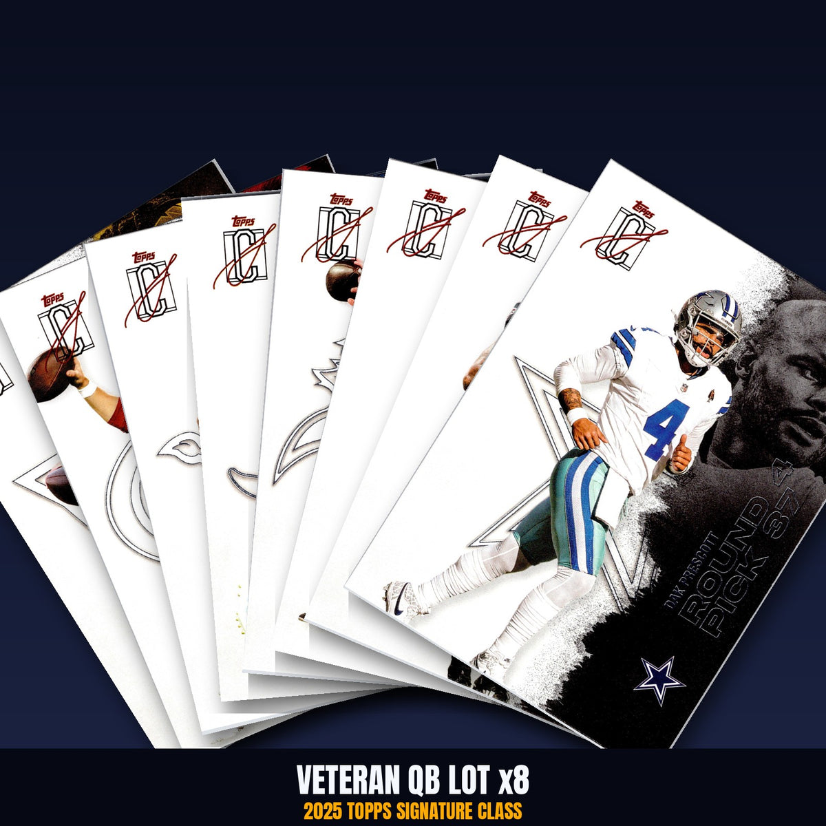 2025 Topps Signature Class Veteran QB Lot x8 - Daniels, Purdy, Goff, Tua