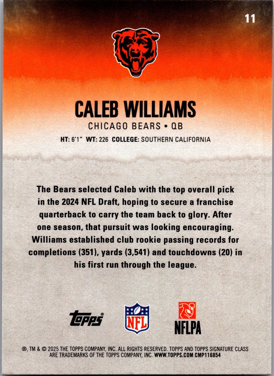 2025 Topps Signature Class Rookie QB Lot x7 - Caleb Williams, Stroud, Gabriel