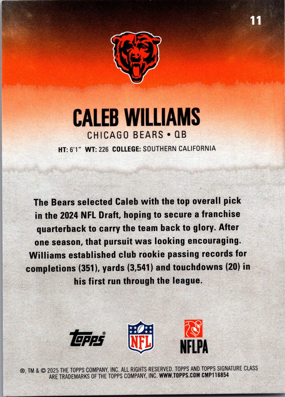 2025 Topps Signature Class Rookie QB Lot x7 - Caleb Williams, Stroud, Gabriel