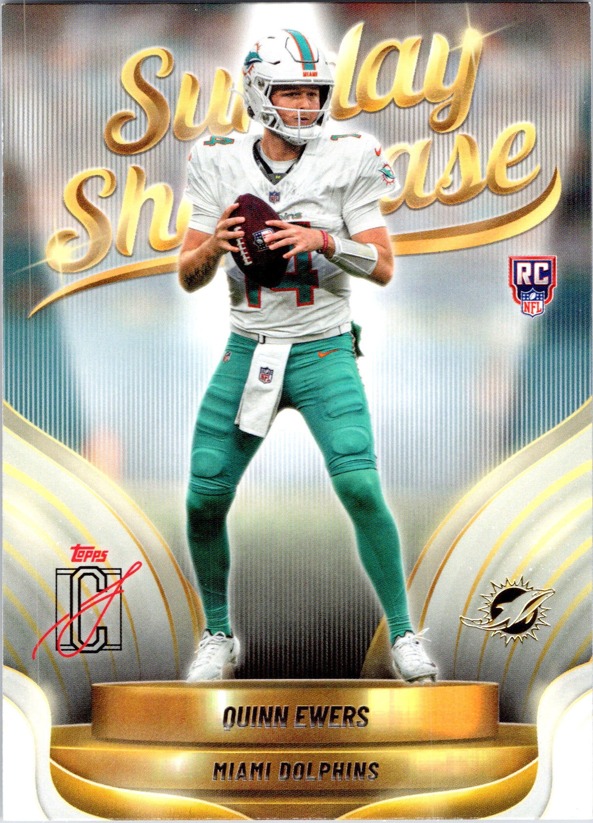 Quinn Ewers 2025 Topps Signature Class SUNDAY SHOWCASE SS-4 Dolphins RC